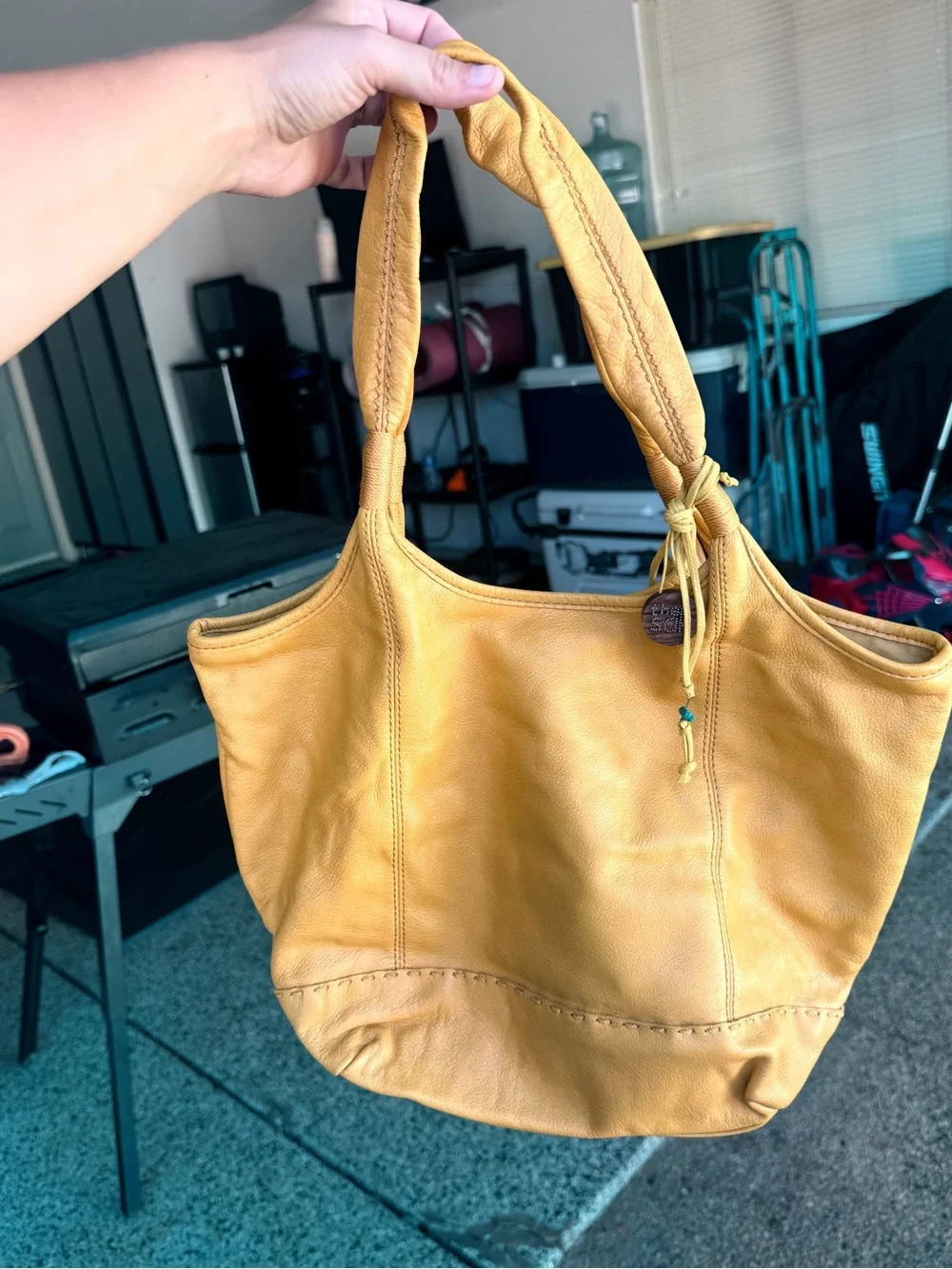 The Sak yellow hobo tote bag GUC cow leather